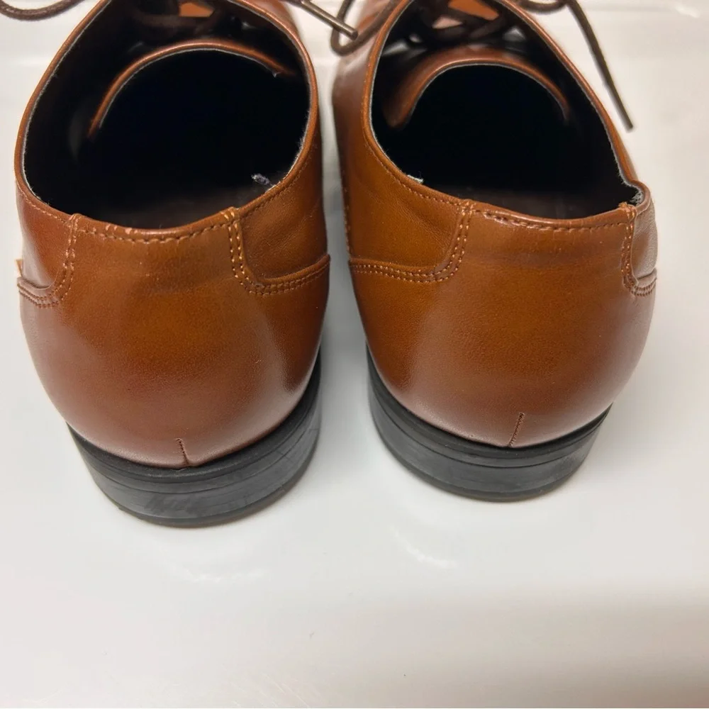 Boys 6M Stacy Adams Cognac Brown Leather Lace-Up Oxfords Dress Shoes